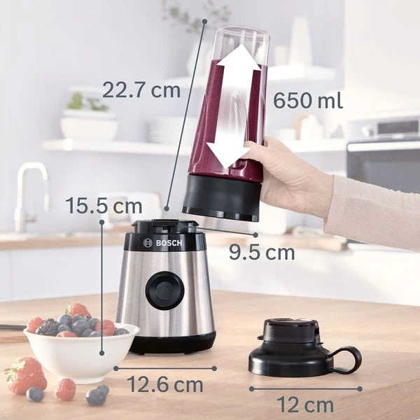 Bosch MMB2111M Miniblender, 450 W, Rostfritt Stål - Bild 8