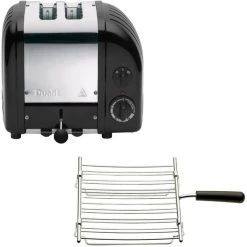 Dualit Brödrost Classic 2 Skivor Svart Blank + Brödvärmargaller